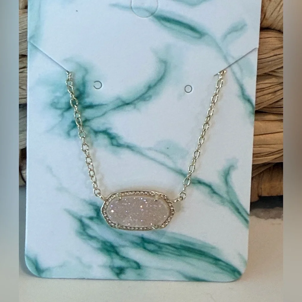 Kendra Scott Elisa Gold Pendant Necklace in Iridescent Drusy EUC - Picture 7 of 7